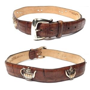 Teapot Concho Reptile Embossed Leather Belt